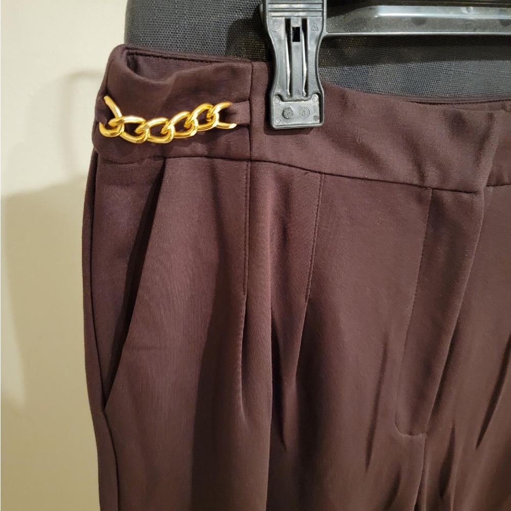 Michael Kors Basics Brown Pants‎ GOLD
Accents Women Size Large W/Pockets - Picture 2 of 4